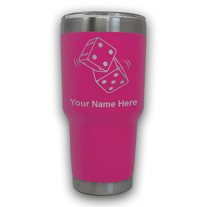 LaserGram 30oz Tumbler Mug, Pair of Dice, Personalized Engraving Included