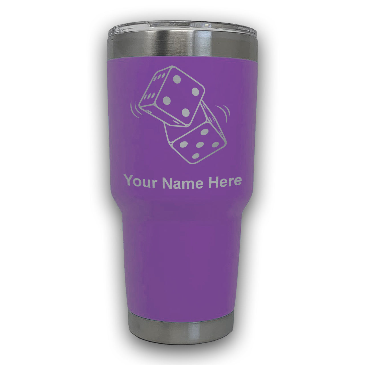 LaserGram 30oz Tumbler Mug, Pair of Dice, Personalized Engraving Included