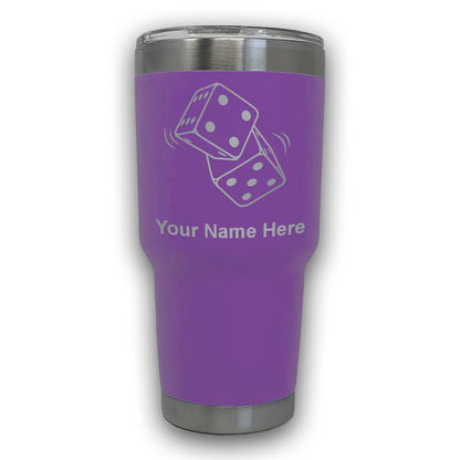 LaserGram 30oz Tumbler Mug, Pair of Dice, Personalized Engraving Included