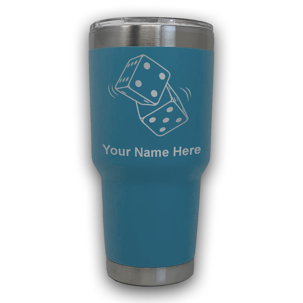 LaserGram 30oz Tumbler Mug, Pair of Dice, Personalized Engraving Included