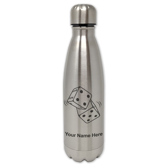 LaserGram Single Wall Water Bottle, Pair of Dice, Personalized Engraving Included