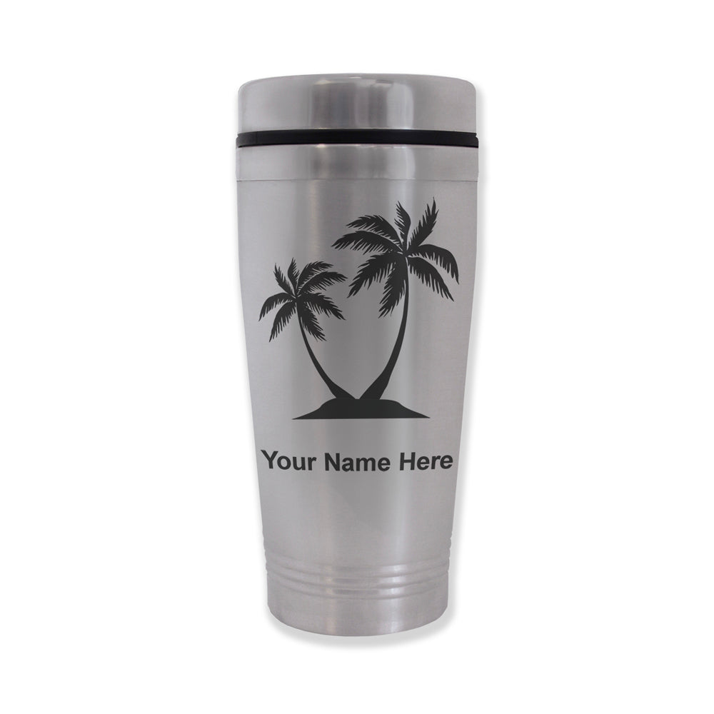 Commuter Travel Mug, Palm Trees, Personalized Engraving Included