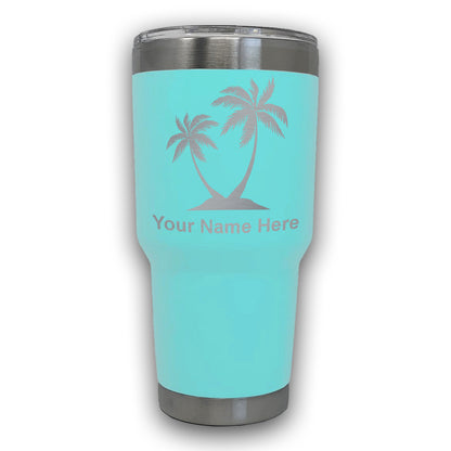 LaserGram 30oz Tumbler Mug, Palm Trees, Personalized Engraving Included