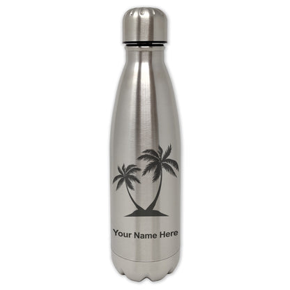 LaserGram Single Wall Water Bottle, Palm Trees, Personalized Engraving Included