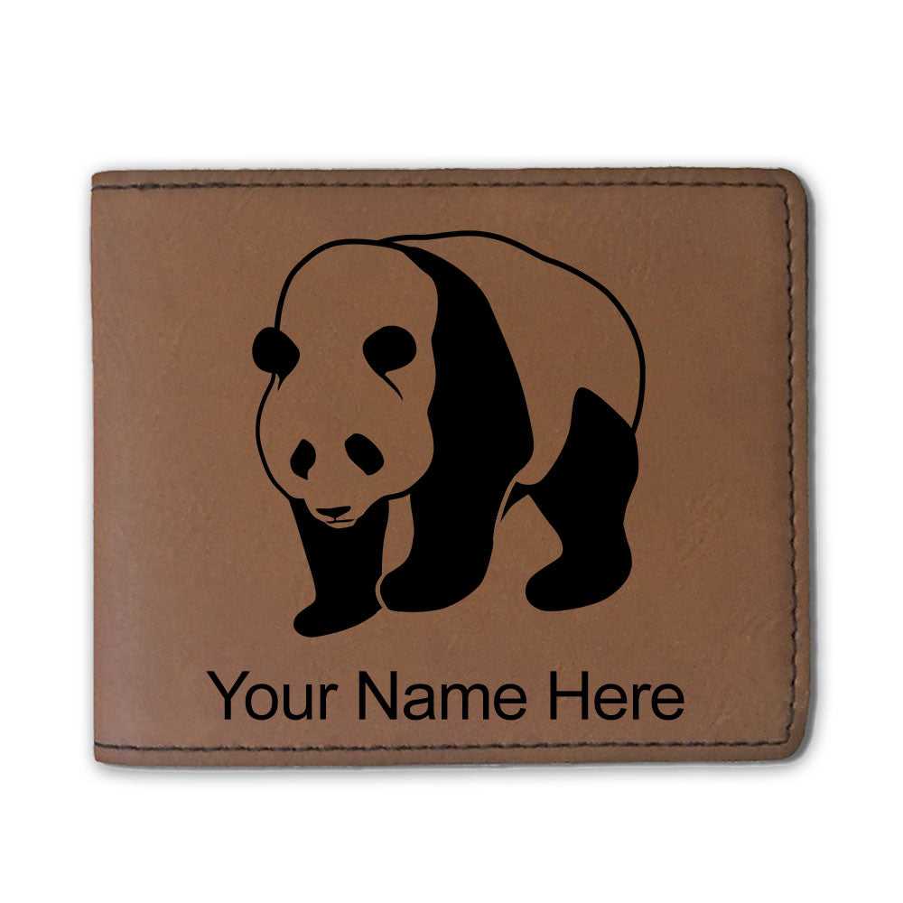 Faux Leather Bi-Fold Wallet, Panda Bear, Personalized Engraving Included