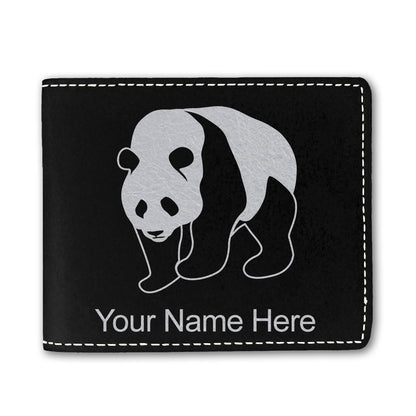 Faux Leather Bi-Fold Wallet, Panda Bear, Personalized Engraving Included