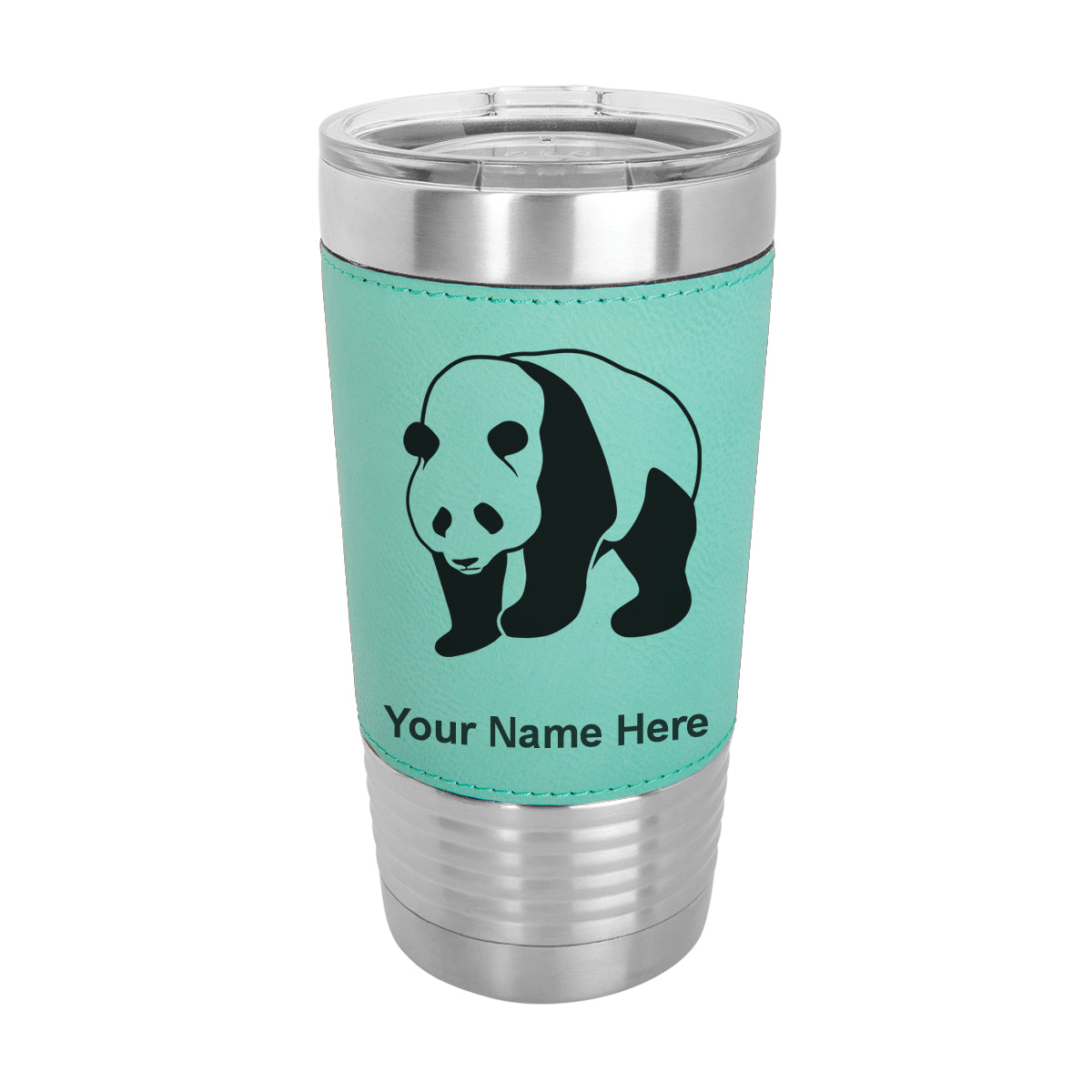 20oz Faux Leather Tumbler Mug, Panda Bear, Personalized Engraving Included - LaserGram Custom Engraved Gifts
