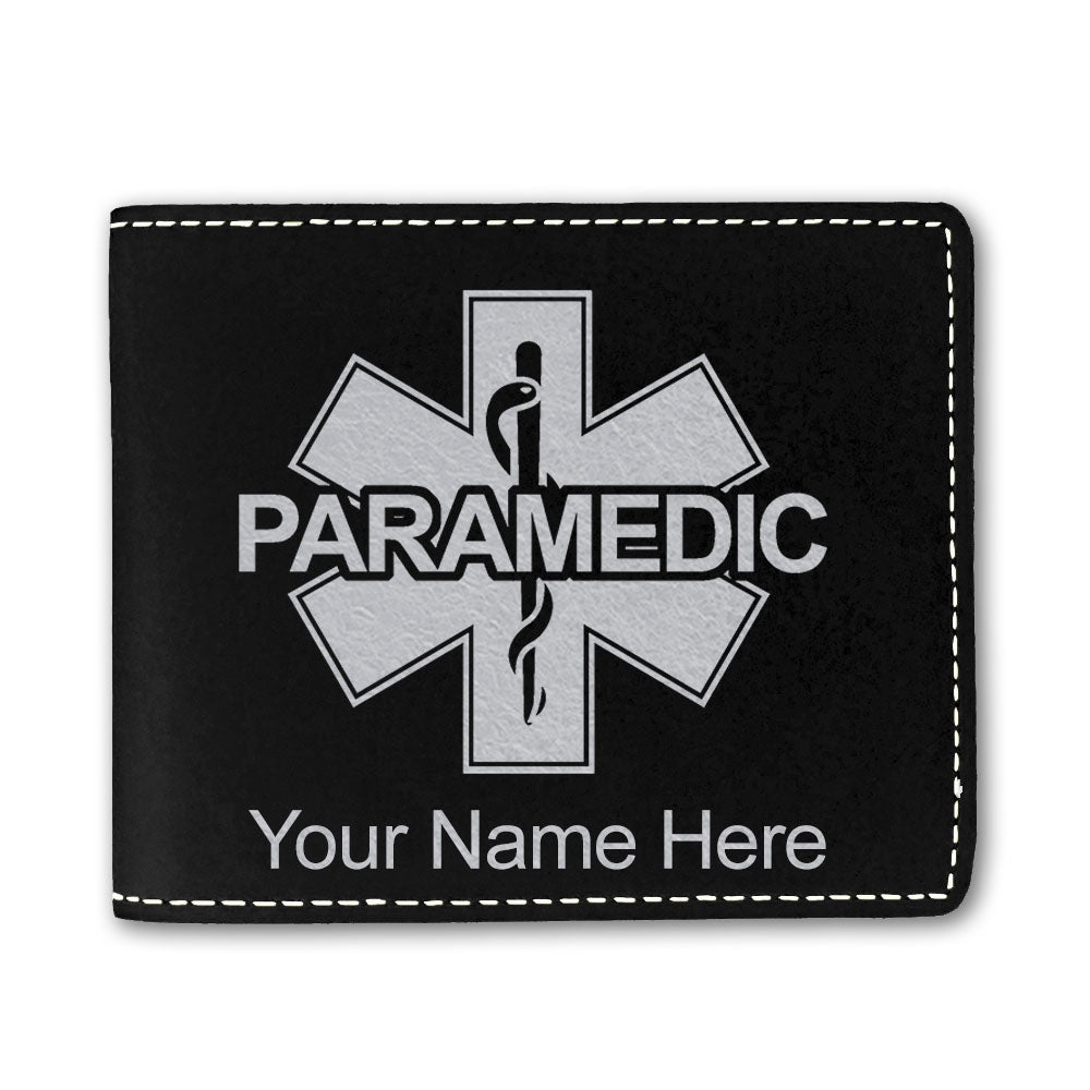 Faux Leather Bi-Fold Wallet, Paramedic, Personalized Engraving Included