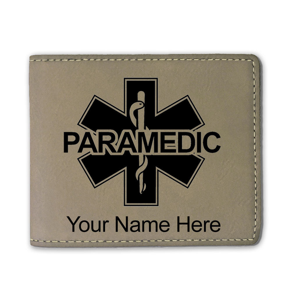 Faux Leather Bi-Fold Wallet, Paramedic, Personalized Engraving Included