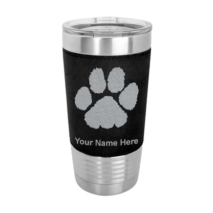 20oz Faux Leather Tumbler Mug, Paw Print, Personalized Engraving Included - LaserGram Custom Engraved Gifts