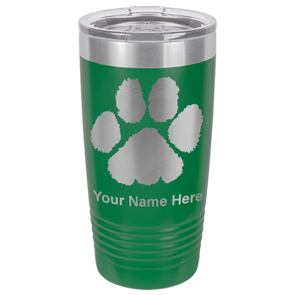 20oz Vacuum Insulated Tumbler Mug, Paw Print, Personalized Engraving Included
