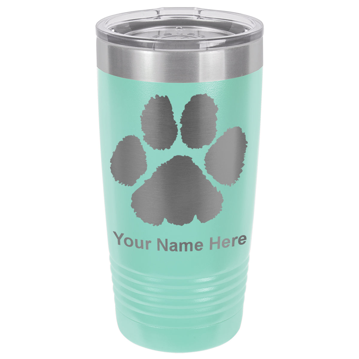 20oz Vacuum Insulated Tumbler Mug, Paw Print, Personalized Engraving Included