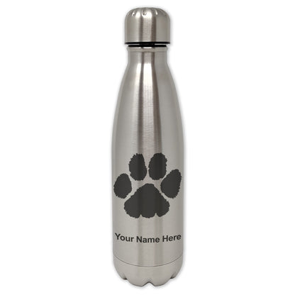 LaserGram Single Wall Water Bottle, Paw Print, Personalized Engraving Included