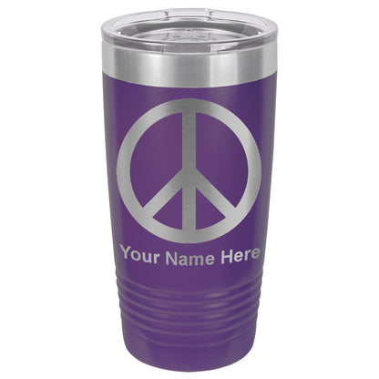 20oz Vacuum Insulated Tumbler Mug, Peace Sign, Personalized Engraving Included