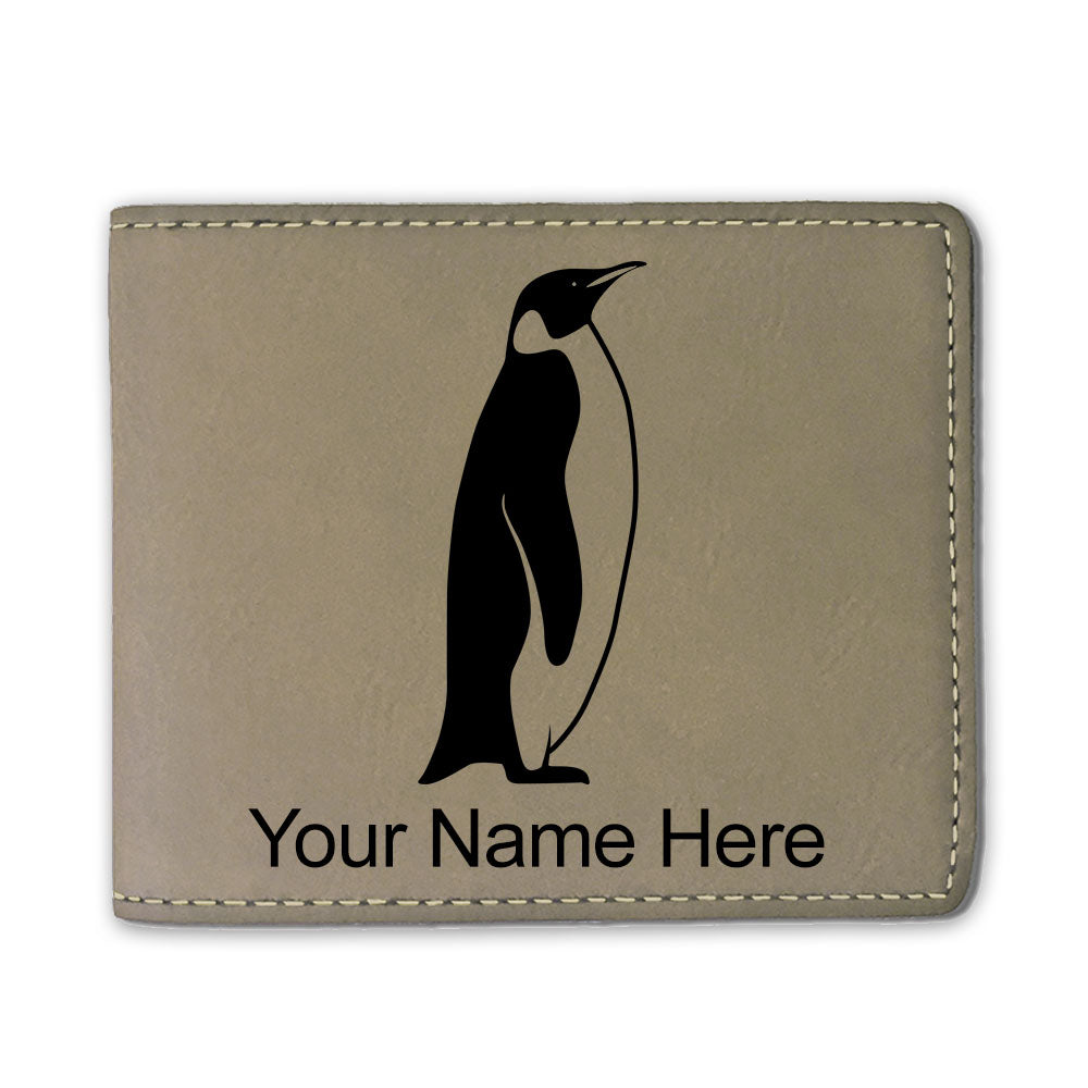 Faux Leather Bi-Fold Wallet, Penguin, Personalized Engraving Included