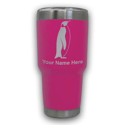 LaserGram 30oz Tumbler Mug, Penguin, Personalized Engraving Included