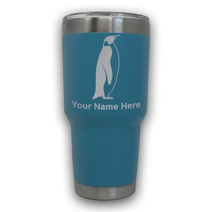 LaserGram 30oz Tumbler Mug, Penguin, Personalized Engraving Included