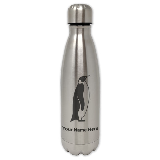 LaserGram Single Wall Water Bottle, Penguin, Personalized Engraving Included
