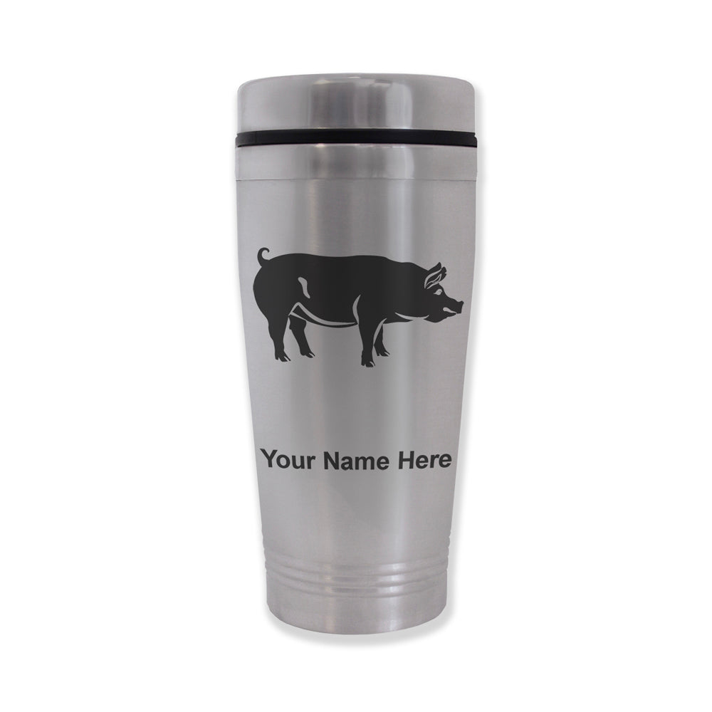 Commuter Travel Mug, Pig, Personalized Engraving Included