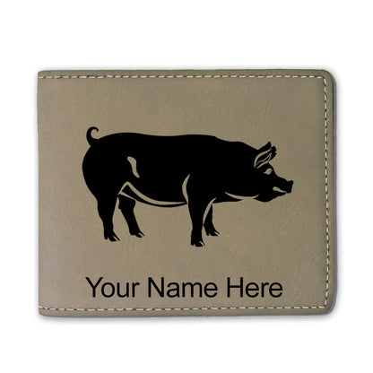 Faux Leather Bi-Fold Wallet, Pig, Personalized Engraving Included