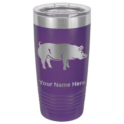 20oz Vacuum Insulated Tumbler Mug, Pig, Personalized Engraving Included