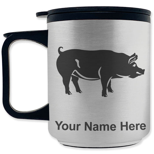 Coffee Travel Mug, Pig, Personalized Engraving Included
