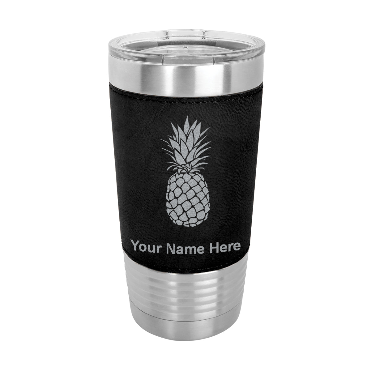 20oz Faux Leather Tumbler Mug, Pineapple, Personalized Engraving Included - LaserGram Custom Engraved Gifts