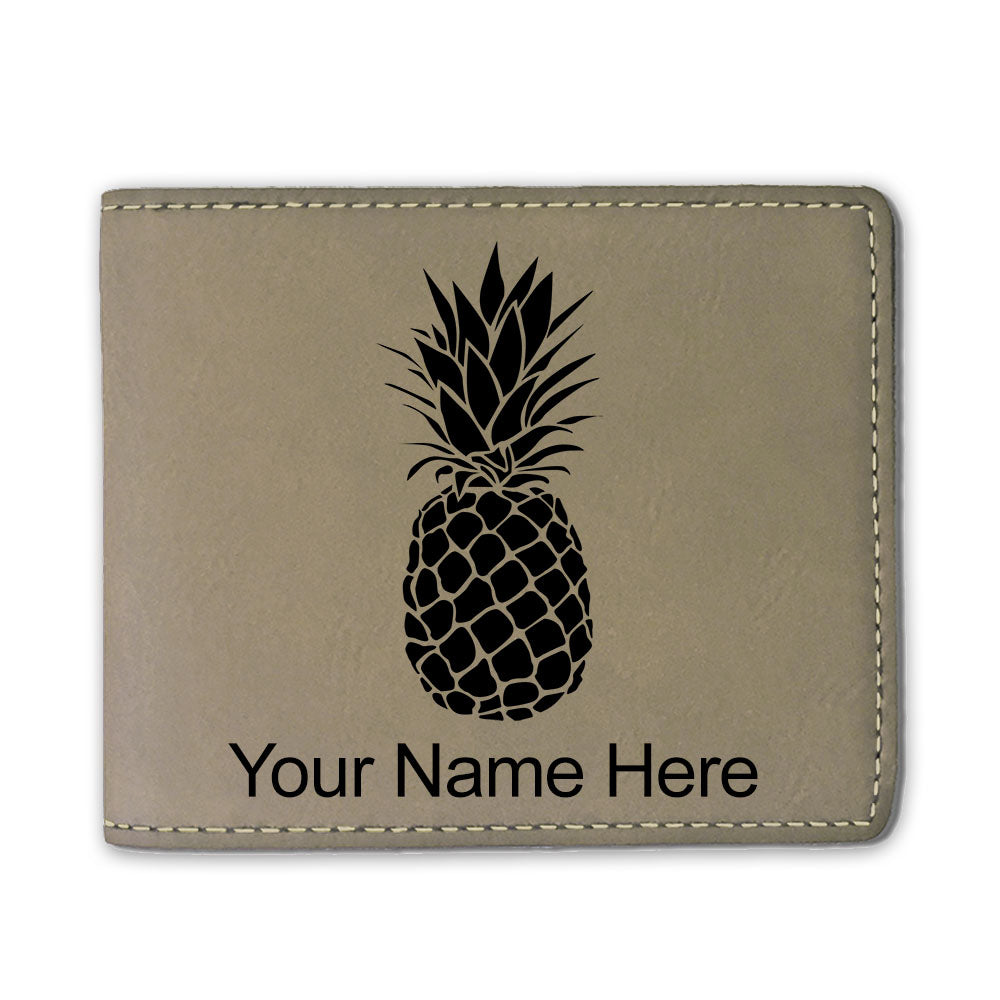 Faux Leather Bi-Fold Wallet, Pineapple, Personalized Engraving Included