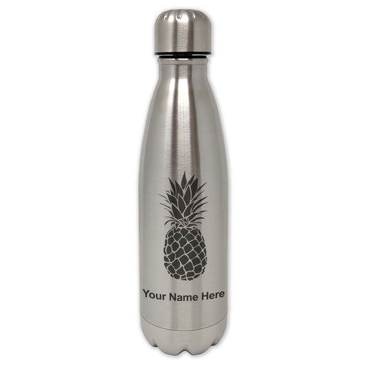 LaserGram Single Wall Water Bottle, Pineapple, Personalized Engraving Included