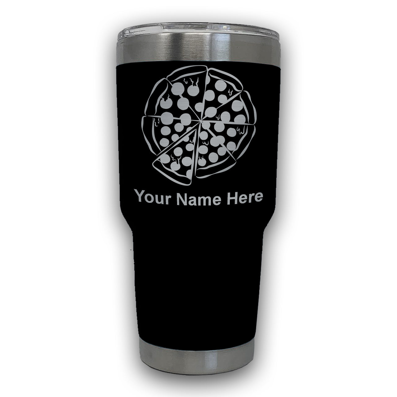 LaserGram 30oz Tumbler Mug, Pizza, Personalized Engraving Included