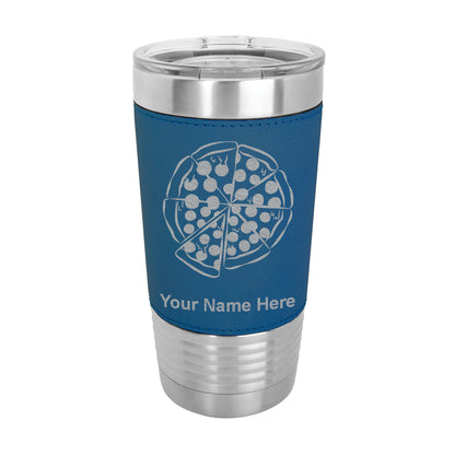 20oz Faux Leather Tumbler Mug, Pizza, Personalized Engraving Included - LaserGram Custom Engraved Gifts