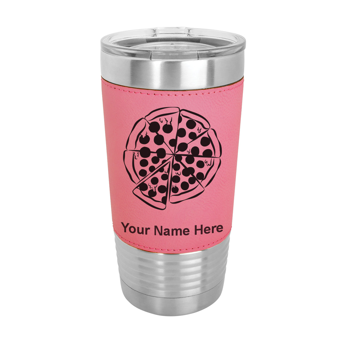 20oz Faux Leather Tumbler Mug, Pizza, Personalized Engraving Included - LaserGram Custom Engraved Gifts