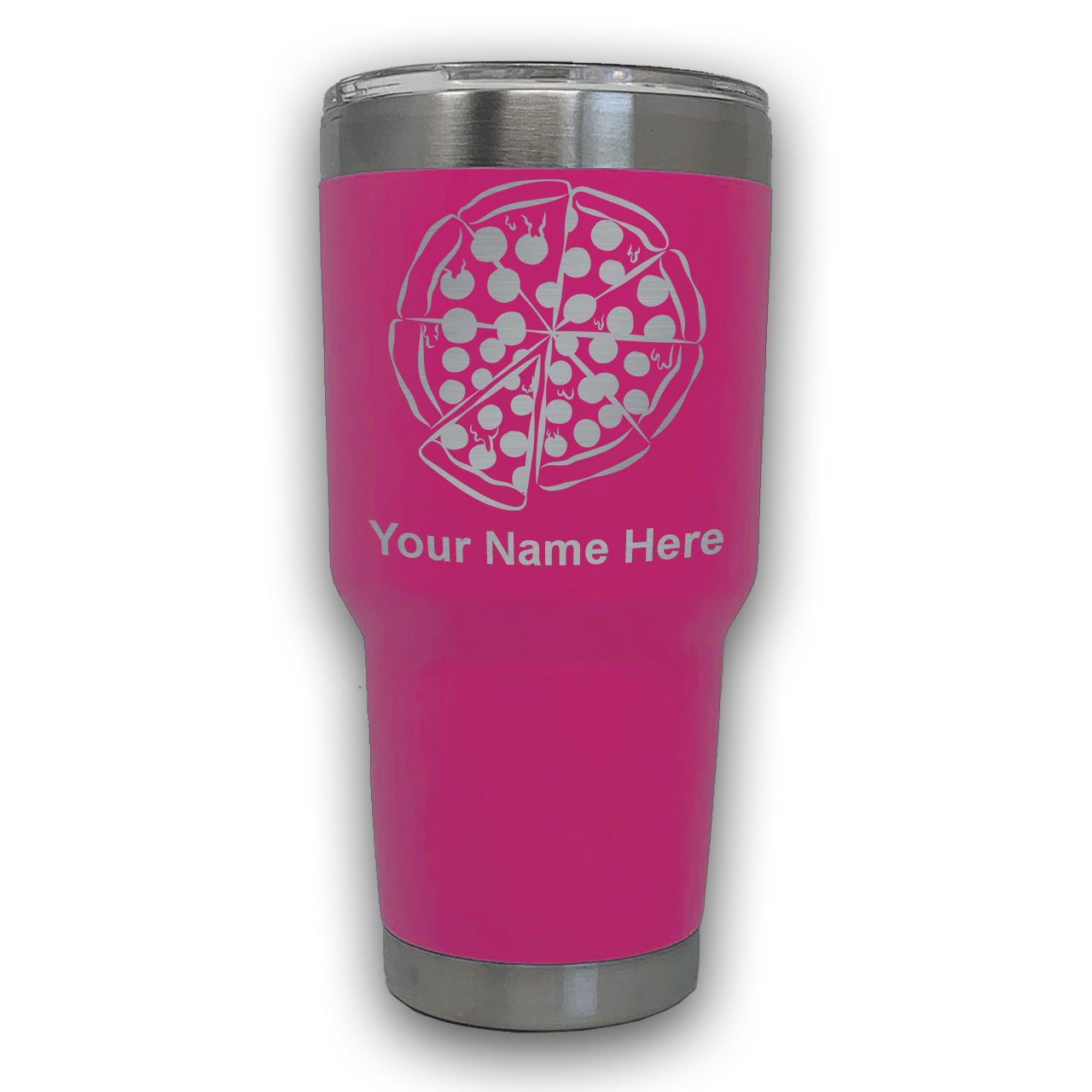 LaserGram 30oz Tumbler Mug, Pizza, Personalized Engraving Included