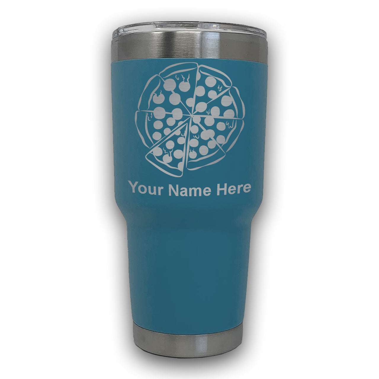 LaserGram 30oz Tumbler Mug, Pizza, Personalized Engraving Included