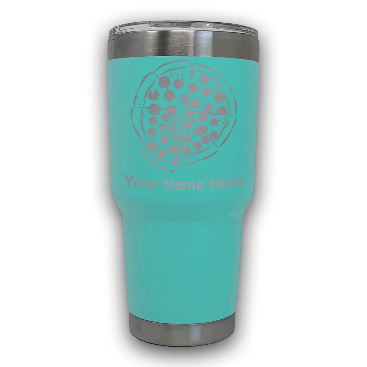 LaserGram 30oz Tumbler Mug, Pizza, Personalized Engraving Included