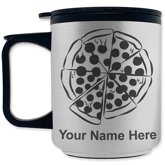 Coffee Travel Mug, Pizza, Personalized Engraving Included