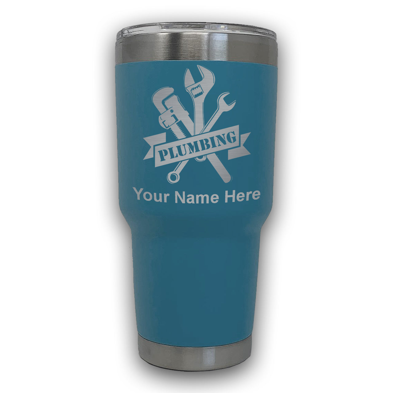 LaserGram 30oz Tumbler Mug, Plumbing, Personalized Engraving Included