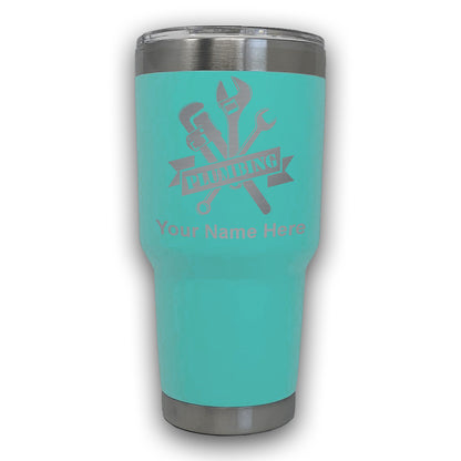 LaserGram 30oz Tumbler Mug, Plumbing, Personalized Engraving Included