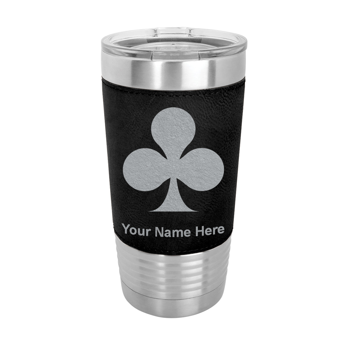 20oz Faux Leather Tumbler Mug, Poker Clubs, Personalized Engraving Included - LaserGram Custom Engraved Gifts