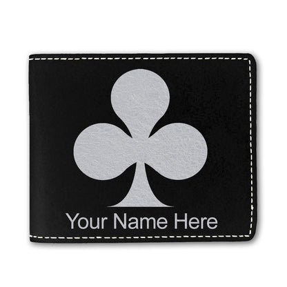 Faux Leather Bi-Fold Wallet, Poker Clubs, Personalized Engraving Included