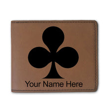 Load image into Gallery viewer, Faux Leather Bi-Fold Wallet, Poker Clubs, Personalized Engraving Included
