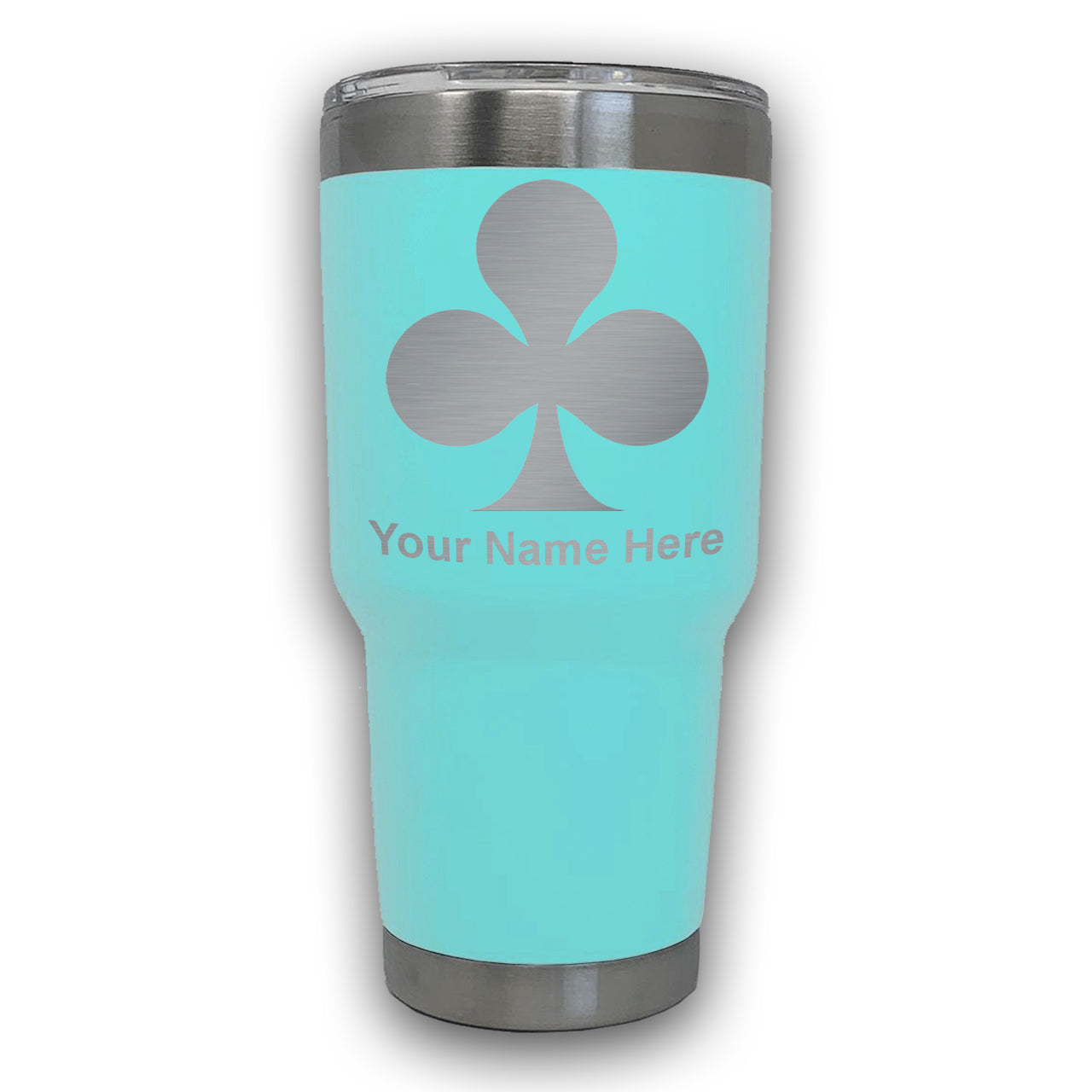 LaserGram 30oz Tumbler Mug, Poker Clubs, Personalized Engraving Included