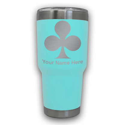 LaserGram 30oz Tumbler Mug, Poker Clubs, Personalized Engraving Included