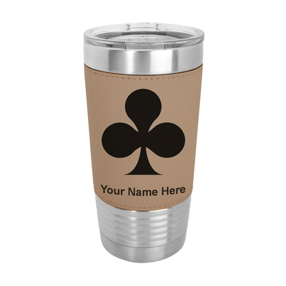 20oz Faux Leather Tumbler Mug, Poker Clubs, Personalized Engraving Included - LaserGram Custom Engraved Gifts