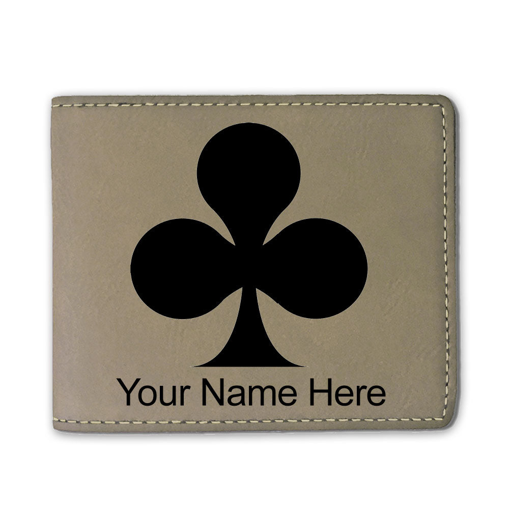 Faux Leather Bi-Fold Wallet, Poker Clubs, Personalized Engraving Included
