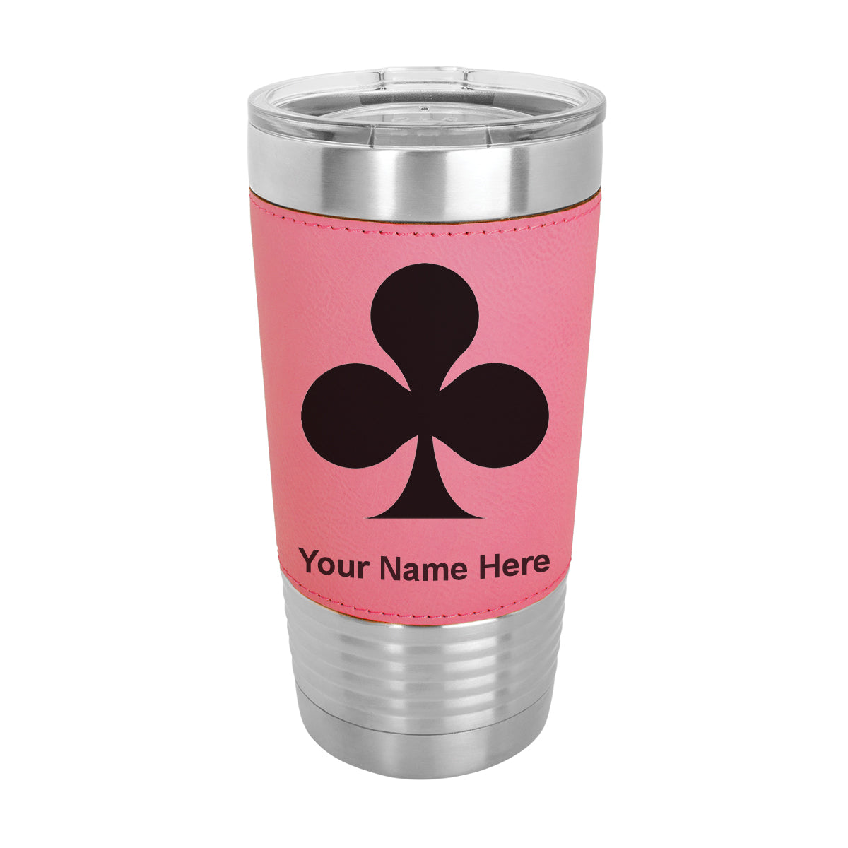 20oz Faux Leather Tumbler Mug, Poker Clubs, Personalized Engraving Included - LaserGram Custom Engraved Gifts