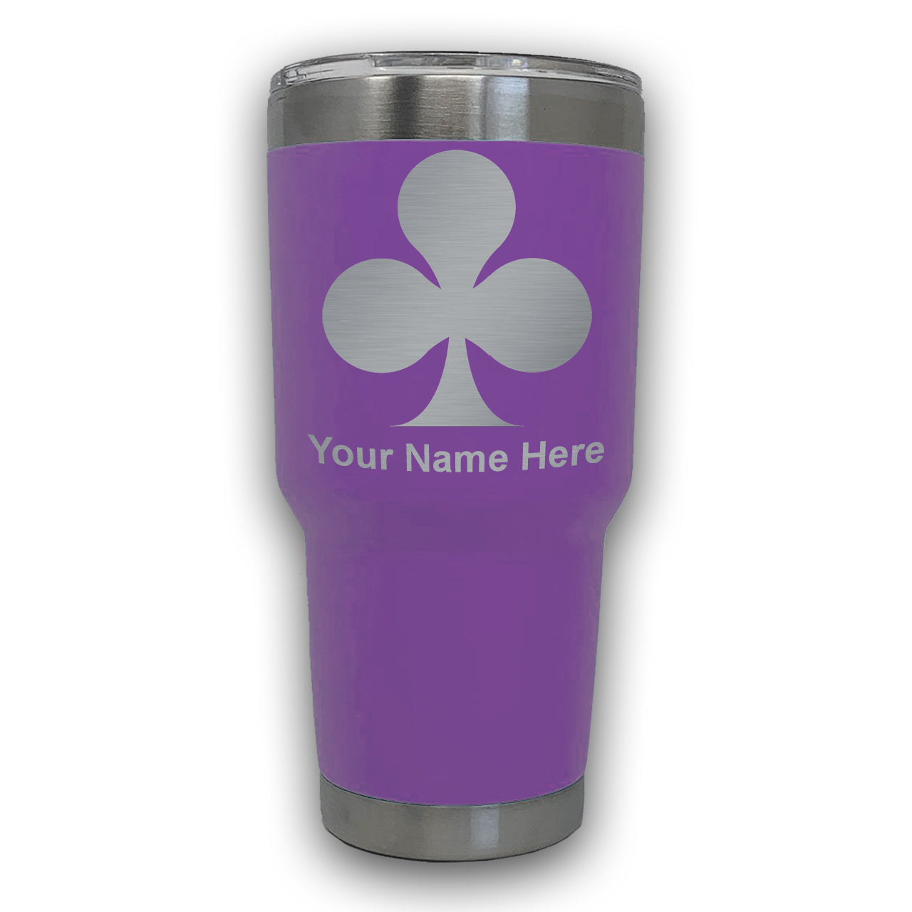 LaserGram 30oz Tumbler Mug, Poker Clubs, Personalized Engraving Included