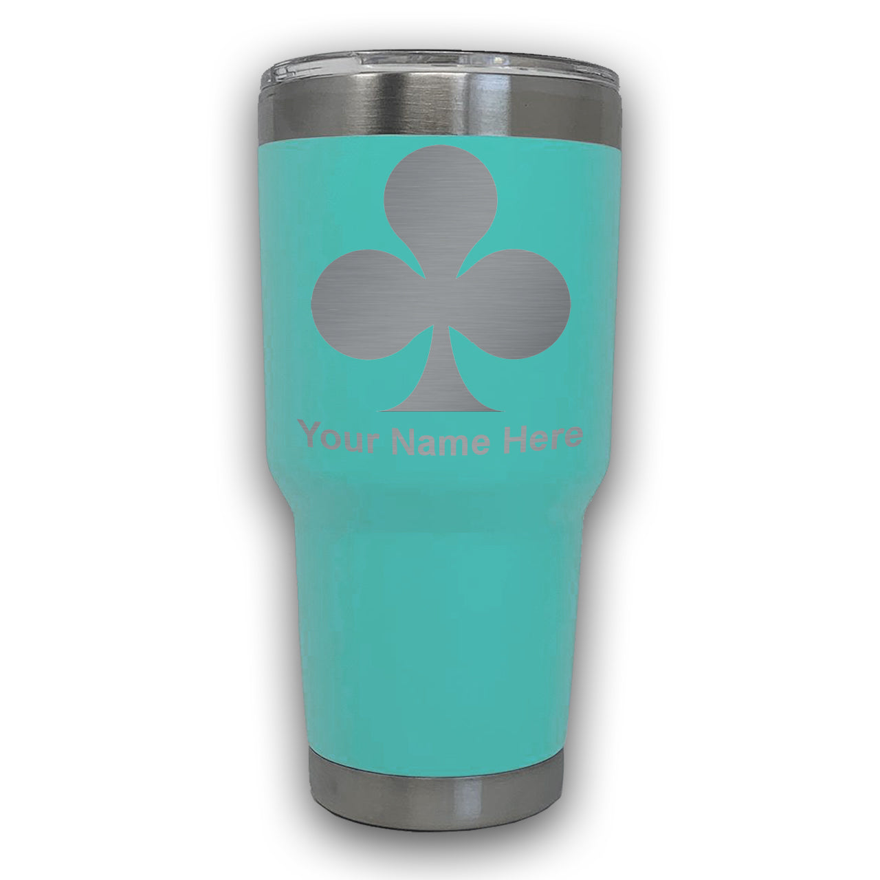 LaserGram 30oz Tumbler Mug, Poker Clubs, Personalized Engraving Included