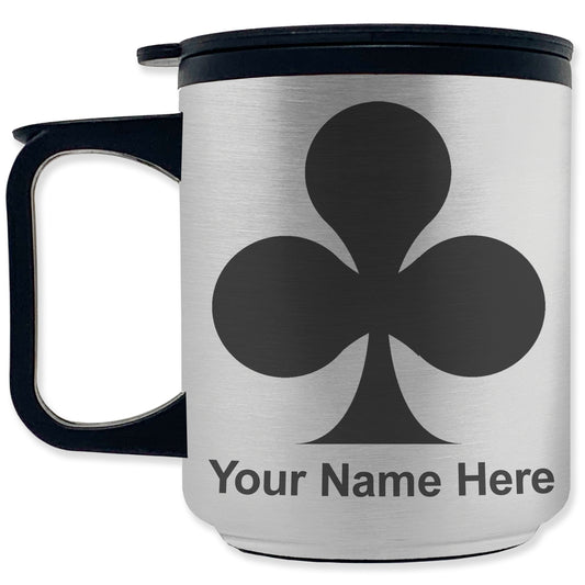 Coffee Travel Mug, Poker Clubs, Personalized Engraving Included