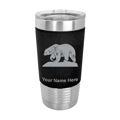 20oz Faux Leather Tumbler Mug, Polar Bear, Personalized Engraving Included - LaserGram Custom Engraved Gifts